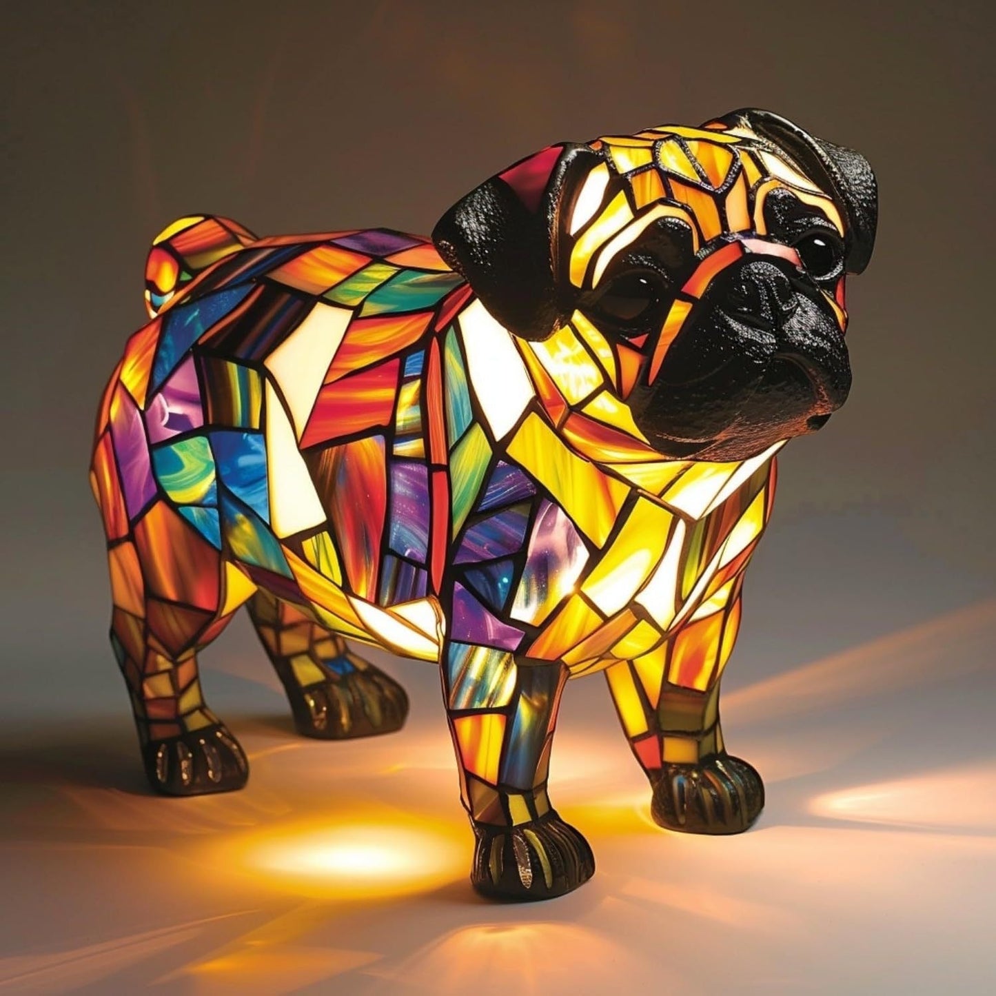 Elthivo Nejdokonalejší 3D ručně vyráběná barevná skleněná lampa ve tvaru štěněte
