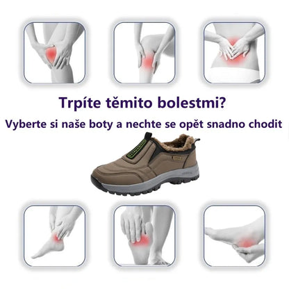 Zimní ortopedická obuv, zateplená s měkkou podšívkou, která ulevuje od bolesti nohou i únavy zad.