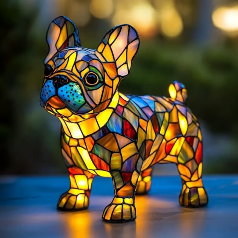 Elthivo Nejdokonalejší 3D ručně vyráběná barevná skleněná lampa ve tvaru štěněte