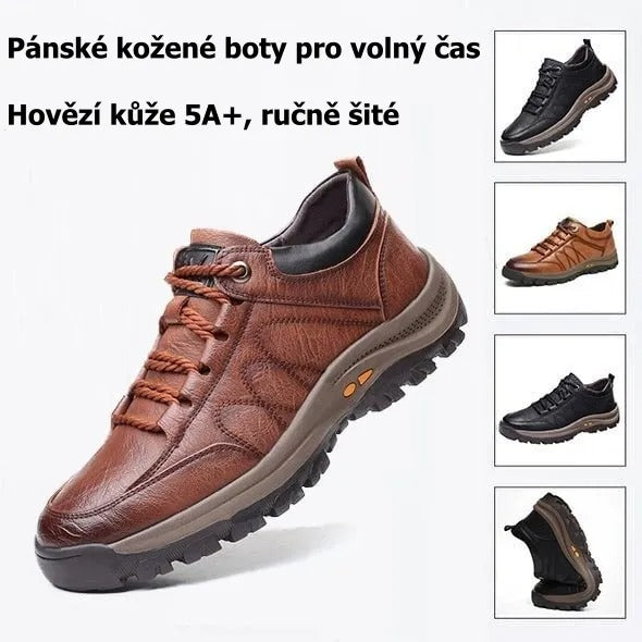 Pánské kožené boty pro seniory – měkké, pohodlné a neklouzavé pro každodenní chůzi